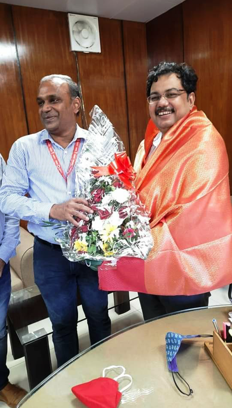 GS/NRMU(CR/KR) VENU P. NAIR WELCOMED SHRI SOURABH PRASAD  ON HIS APPOINTMENT TO C. RLY CME POST ON 01/10/2021